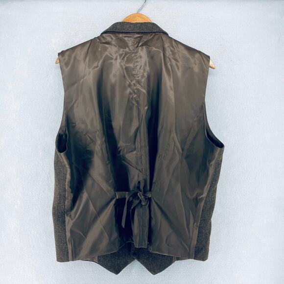 Paul Jones Vest Mens XL Brown Wool Blend Tweed Herringbone Waistcoat Preppy - Picture 6 of 10